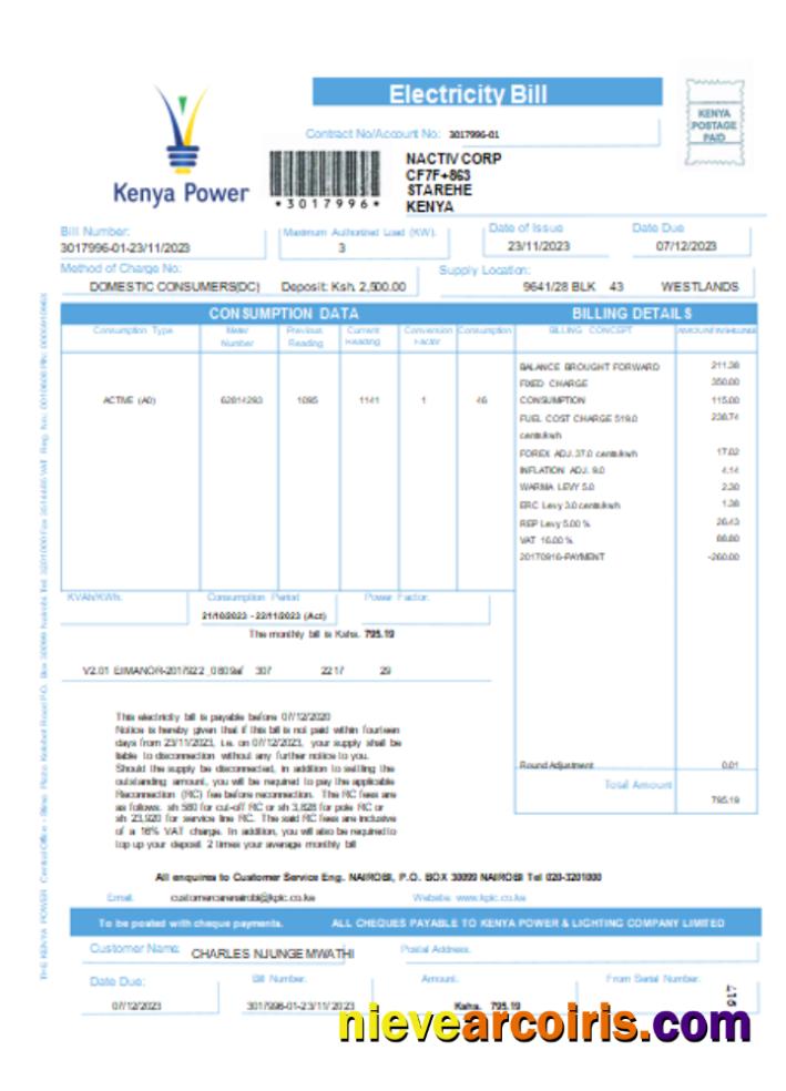 Kenya Power utility business bill